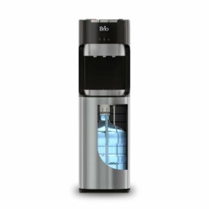 Brio Bottom Loading Water Cooler Dispenser for 5 Gallon Bottles - 3 Temperatures with Hot, Room & Cold Spouts, Child Safety Lock, LED Display with Empty Bottle Alert, Stainless Steel